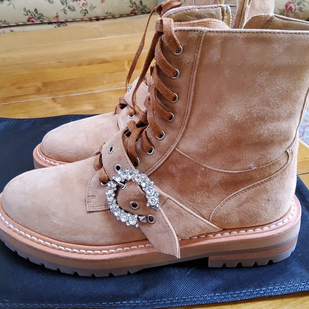 Jimmy Choo Cora Suede Combat Boots! EUC! - Picture 3 of 8